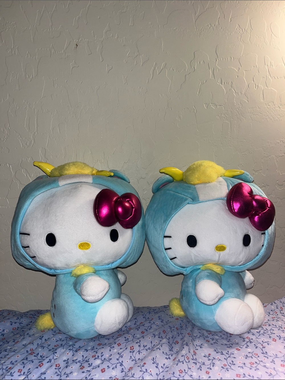 Hello Kitty Goat Plush Duo in Light Blue/Teal with Pink Bows